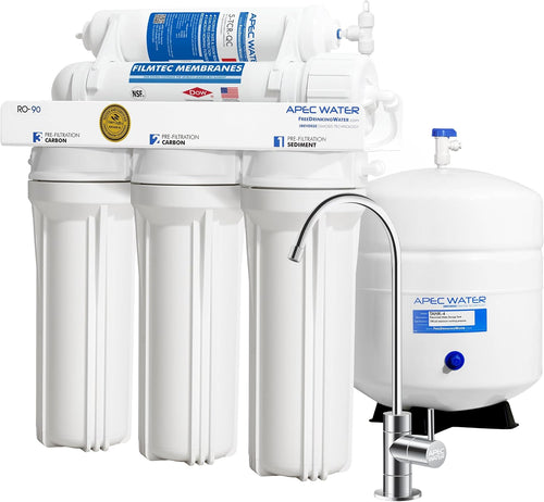 RO-90 Ultimate Series Top Tier Supreme Certified High Output 90 GPD & TANK-14 14 Gallon Pre-pressurized Reverse Osmosis Water Storage Tank